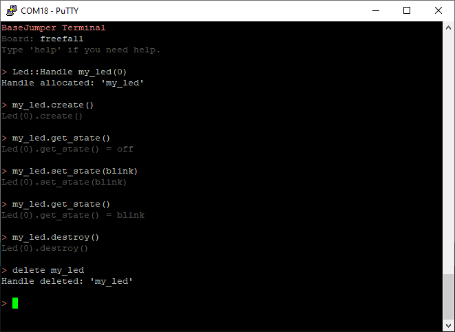 Terminal example with full syntax